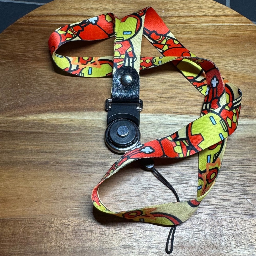 Marvel Iron Man Lanyard Chibi Print ID Badge Key Holder Red Yellow MCU Accessory